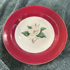 Vintage Bowl Burgundy Rim With Magnolia Homer Laughlin Lifetime China Company